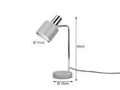LED Tischleuchte Chrom & Metallschirm Grau Höhe 44cm