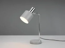 LED Tischleuchte Chrom & Metallschirm Grau Höhe 44cm