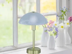 LED Tischleuchte DONNA dimmbar, Messing mit Glasschirm, Höhe 30cm