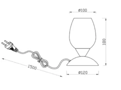 LED Tischleuchte Glasschirm Weiß marmoriert, Silber - Touch dimmbar, Höhe 18cm