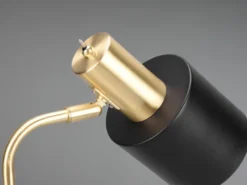 LED Tischleuchte Gold & Metallschirm Schwarz, Höhe 44cm