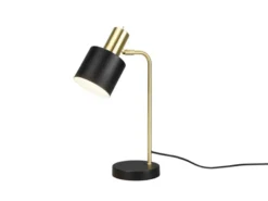 LED Tischleuchte Gold & Metallschirm Schwarz, Höhe 44cm