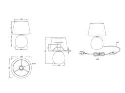 LED Tischleuchte Keramik mit Stoffschirm Weiß innen Silber, Höhe 35cm