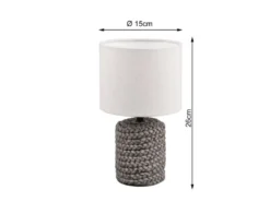 LED Tischleuchte Keramik mit Stoffschirm in Beige, Höhe 26cm