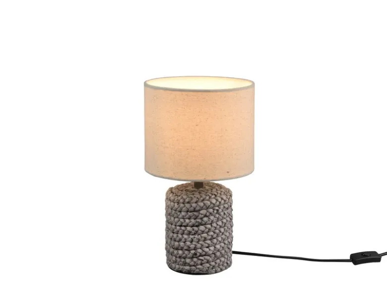 LED Tischleuchte Keramik mit Stoffschirm in Beige, Höhe 26cm
