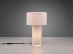 LED Tischleuchte Korpus und Lampenschirm Stoff Ultimate Grau, Höhe 40cm