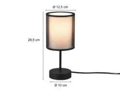LED Tischleuchte 2-lagig Stoff Organza transparent Schwarz innen Weiß, Höhe 28cm