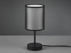 LED Tischleuchte 2-lagig Stoff Organza transparent Schwarz innen Weiß, Höhe 28cm