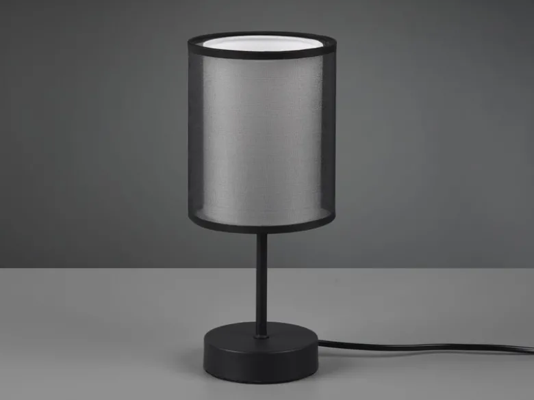 LED Tischleuchte 2-lagig Stoff Organza transparent Schwarz innen Weiß, Höhe 28cm