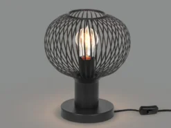 LED Tischleuchte mit Gitter Lampenschirm Schwarz, Höhe 28cm