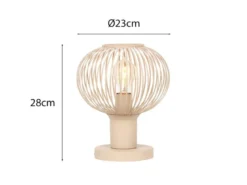 LED Tischleuchte mit Gitter Lampenschirm Beige, Höhe 28cm