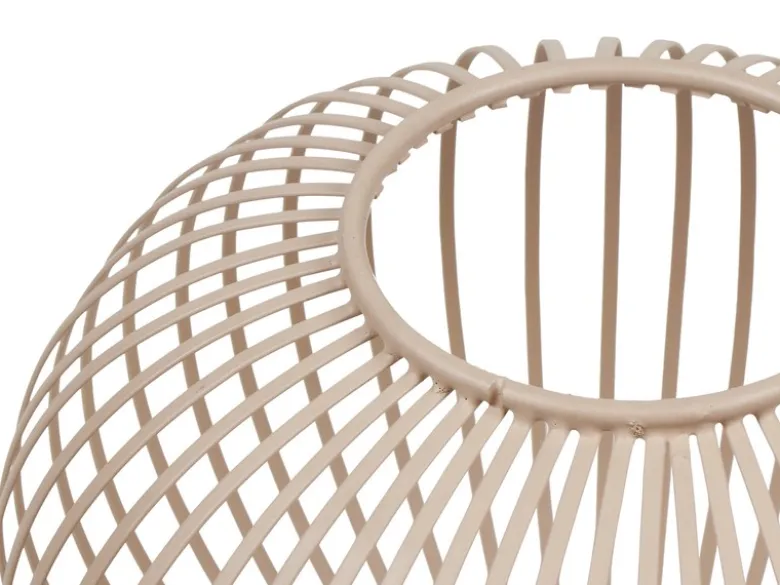 LED Tischleuchte mit Gitter Lampenschirm Beige, Höhe 28cm