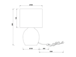 LED Tischleuchte mit Glasfuß Grau und Stoffschirm Weiß, Höhe 29cm