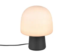 LED Tischleuchte mit Glasschirm & Metallfuß Schwarz, Höhe 27cm