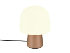 LED Tischleuchte mit Glasschirm & Metallfuß Coffee, Höhe 27cm