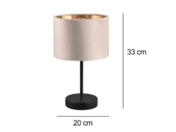 LED Tischleuchte mit Samt Lampenschirm Beige Gold, Höhe 33cm