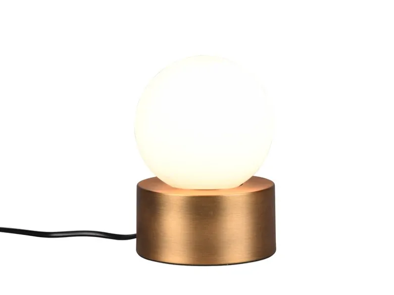 LED Tischleuchte mit Touch-Funktion & Glaskugel Weiß, Altmessing Höhe 17cm