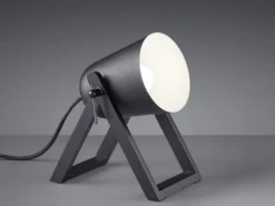 LED Tischleuchte Naturholz mit Metallschirm Schwarz matt, Höhe 21cm