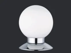 LED Tischleuchte PRINCESS Chrom Glasschirm Weiß, Touchdimmer, Höhe 13cm