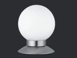 LED Tischleuchte PRINCESS Silber Glasschirm Weiß, Touchdimmer, Höhe 13cm