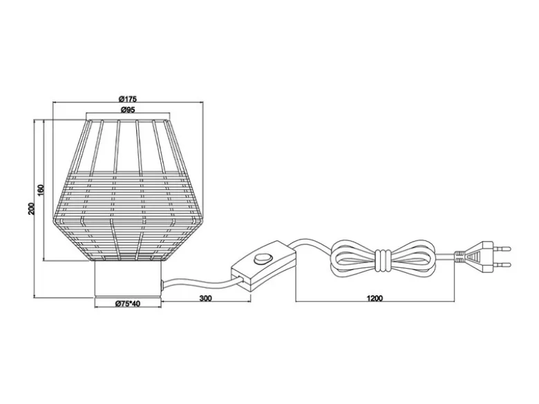 LED Tischleuchte Rattan Geflecht Natur und Gitter im Boho Stil, Höhe 20cm