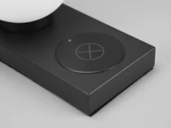 LED Tischleuchte Schwarz induktive Ladestation Touch Glasschirm Weiß, Höhe 15cm