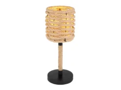 LED Tischleuchte Seillampe mit geflochtenem Lampenschirm, Höhe 45cm