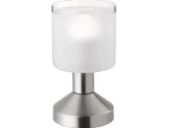 LED Tischleuchte Silber matt ON/OFF über Touch Sensor, Höhe 17cm