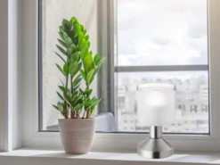 LED Tischleuchte Silber matt ON/OFF über Touch Sensor, Höhe 17cm