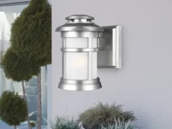 LED Ultra Wetter & Salzluft resistente Außen Laterne, Silber Höhe 23cm
