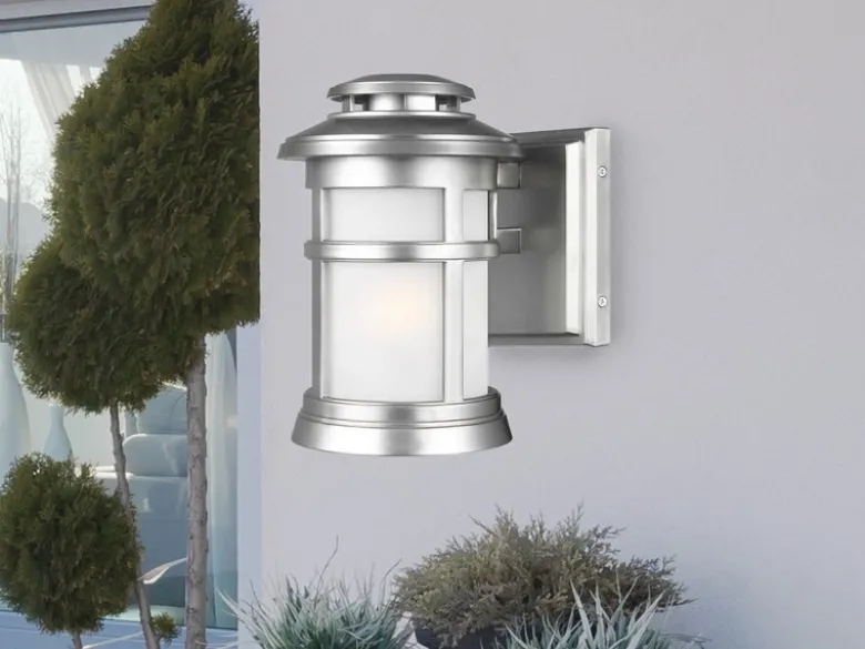 LED Ultra Wetter & Salzluft resistente Außen Laterne, Silber Höhe 23cm