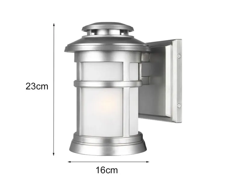 LED Ultra Wetter & Salzluft resistente Außen Laterne, Silber Höhe 23cm