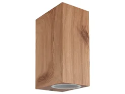 LED Up and Down Außenwandleuchte aus Aluminium in Holzoptik, Höhe 15cm