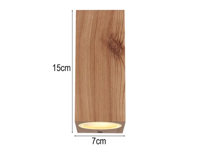LED Up and Down Außenwandleuchte aus Aluminium in Holzoptik, Höhe 15cm