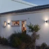 LED Up-Down Außenwandleuchte mit weißem Opalglas, Korpus Schwarz