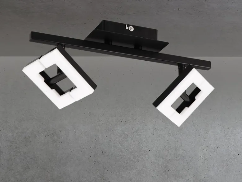 LED Wand- & Deckenstrahler in Schwarz / Weiß, Spots geteilt, Breite 36cm