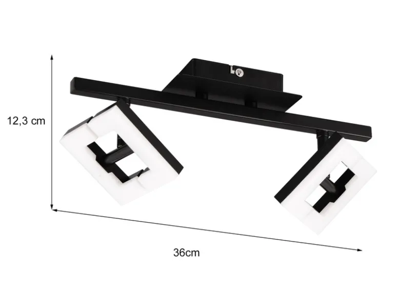 LED Wand- & Deckenstrahler in Schwarz / Weiß, Spots geteilt, Breite 36cm