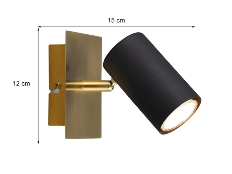 LED Wand- & Deckenstrahler Metall Schwarz Gold, Breite 12cm