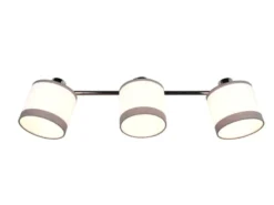 LED Wand- & Deckenstrahler mit Stoffschirmen in Weiß/Grau, Breite 58cm