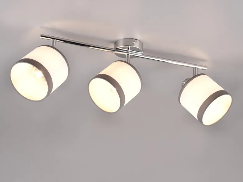LED Wand- & Deckenstrahler mit Stoffschirmen in Weiß/Grau, Breite 58cm