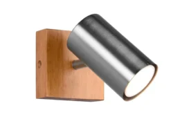 LED Wand- & Deckenstrahler Silber mit Holz, Breite 9cm