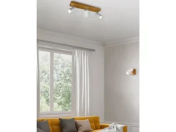 LED Wand- & Deckenstrahler Weiß mit Holz, Breite 9cm