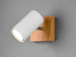 LED Wand- & Deckenstrahler Weiß mit Holz, Breite 9cm