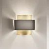 LED Wandlampe Metall Gold mit Stoffblende Schwarz, Breite 25cm