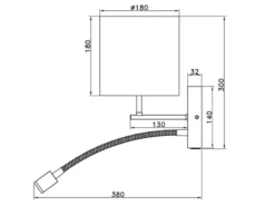 LED Wandlampe mit Leselampe Schalter & Stecker, Holz mit Stoffschirm H: 30cm