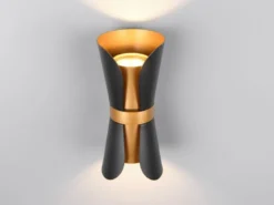 LED Wandlampe Schwarz Gold mit Updown Lichtaustritt, Höhe 21cm