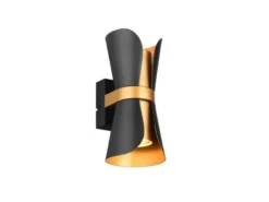 LED Wandlampe Schwarz Gold mit Updown Lichtaustritt, Höhe 21cm