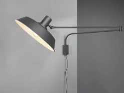 LED Wandlampe Schwarz schwenkbar mit Schnurschalter & Stecker, Länge max. 150cm