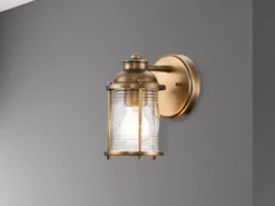 LED Wandlaterne in Messing für Badezimmer & Wohnraum, Höhe 21cm