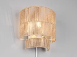LED Wandleuchte aus Papiergarn mit Stecker und Schalter, Höhe 24cm